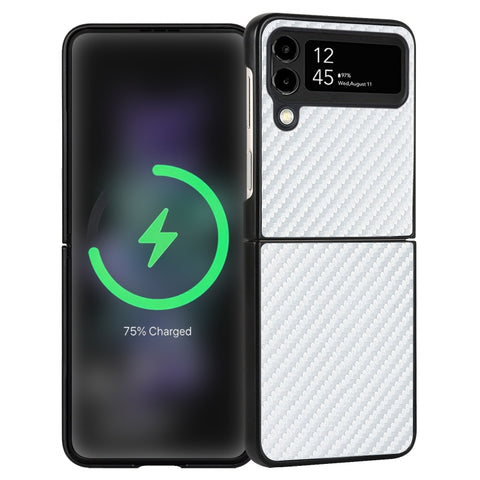 Carbon Fiber Texture Leather Folded Phone Case, For Samsung Galaxy Z Flip4, For Samsung Galaxy Z Flip3 5G