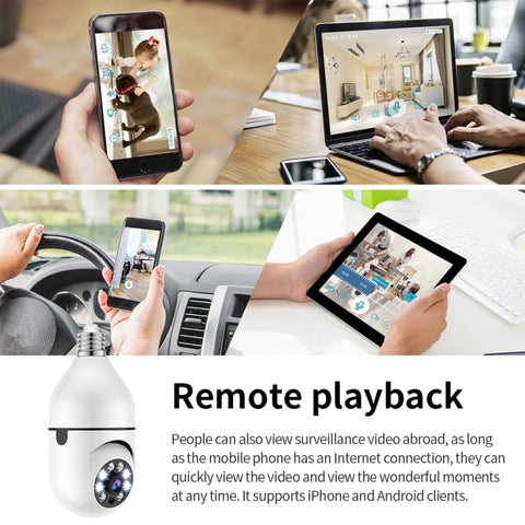 A6 2MP HD Light Bulb WiFi Camera Support Motion Detection/Two-way Audio/Night Vision/TF Card, With 8G Memory Card