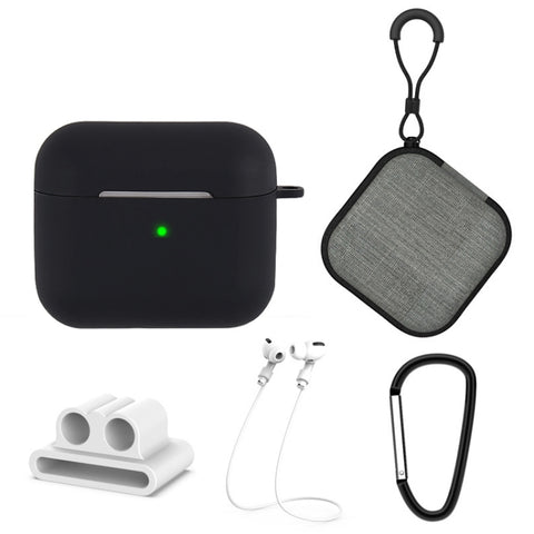 5 in 1 Silicone Earphone Protective Case + Earphone Bag + Earphones Buckle + Hook + Anti-lost Rope Set, For AirPods 3