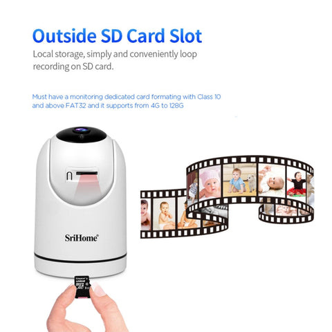 SriHome SH042 2.0MP 1080P HD AI WiFi Pan-tilt Surveillance Camera, SH042
