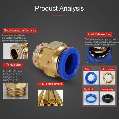 PC6-04 LAIZE 2pcs PC Male Thread Straight Pneumatic Quick Fitting Connector, PC4-01 (10pcs), PC4-02 (10pcs), PC4-M5 (10pcs), PC6-01 (10pcs), PC6-02 (10pcs), PC6-03 (10pcs), PC6-04 (2pcs), PC6-M5 (10pcs), PC8-01 (10pcs), PC8-02 (10pcs), PC8-03 (10pcs)  ...