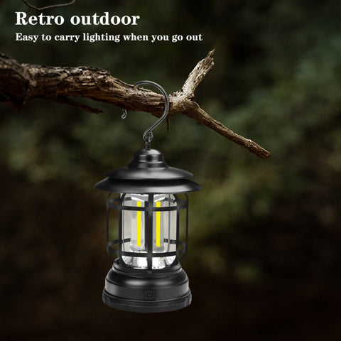 Portable Retro Hanging Lamp Lantern Camping Tent Light, USB Charging, Battery Type, Not Included Battery