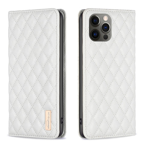 Diamond Lattice Magnetic Leather Flip Phone Case, For iPhone 12 / 12 Pro, For iPhone 11 Pro Max, For iPhone 11 Pro, For iPhone 11, For iPhone SE 2022 / SE 2020 / 8 / 7, For iPhone XS Max, For iPhone XS / X, For iPhone XR