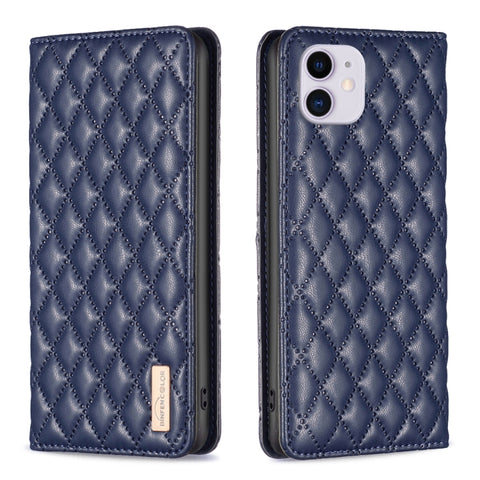 Diamond Lattice Magnetic Leather Flip Phone Case, For iPhone 12 / 12 Pro, For iPhone 11 Pro Max, For iPhone 11 Pro, For iPhone 11, For iPhone SE 2022 / SE 2020 / 8 / 7, For iPhone XS Max, For iPhone XS / X, For iPhone XR
