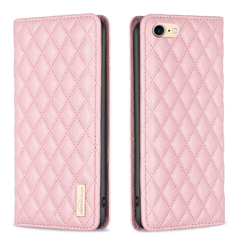 Diamond Lattice Magnetic Leather Flip Phone Case, For iPhone 12 / 12 Pro, For iPhone 11 Pro Max, For iPhone 11 Pro, For iPhone 11, For iPhone SE 2022 / SE 2020 / 8 / 7, For iPhone XS Max, For iPhone XS / X, For iPhone XR