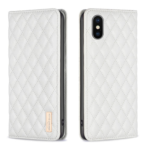 Diamond Lattice Magnetic Leather Flip Phone Case, For iPhone 12 / 12 Pro, For iPhone 11 Pro Max, For iPhone 11 Pro, For iPhone 11, For iPhone SE 2022 / SE 2020 / 8 / 7, For iPhone XS Max, For iPhone XS / X, For iPhone XR