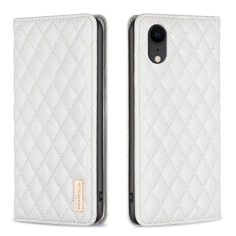 Diamond Lattice Magnetic Leather Flip Phone Case, For iPhone 12 / 12 Pro, For iPhone 11 Pro Max, For iPhone 11 Pro, For iPhone 11, For iPhone SE 2022 / SE 2020 / 8 / 7, For iPhone XS Max, For iPhone XS / X, For iPhone XR