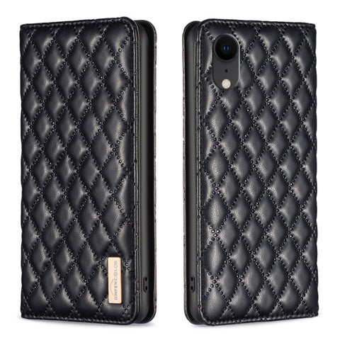 Diamond Lattice Magnetic Leather Flip Phone Case, For iPhone 12 / 12 Pro, For iPhone 11 Pro Max, For iPhone 11 Pro, For iPhone 11, For iPhone SE 2022 / SE 2020 / 8 / 7, For iPhone XS Max, For iPhone XS / X, For iPhone XR