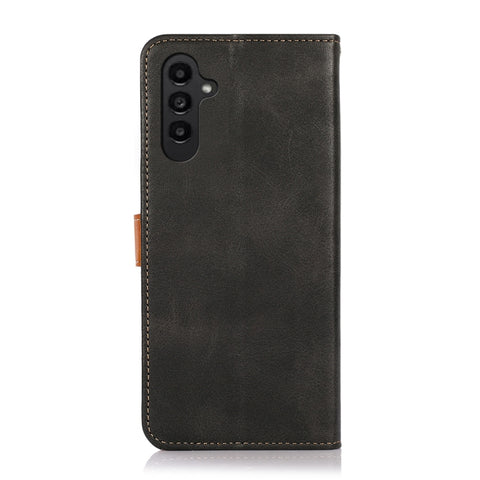 KHAZNEH Dual-color Cowhide Texture Flip Leather Phone Case, For Samsung Galaxy A14 5G