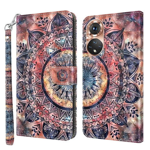 3D Painted Leather Phone Case, For Honor X8 4G, For Honor 50