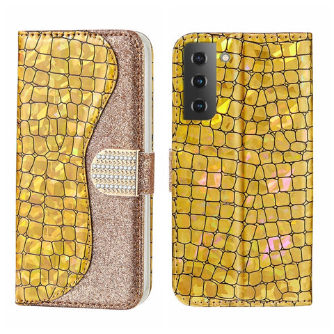 Laser Glitter Powder Crocodile Texture Leather Phone Case, For Samsung Galaxy S23 5G, For Samsung Galaxy S23+ 5G, For Samsung Galaxy S23 Ultra 5G, For Samsung Galaxy A14 5G