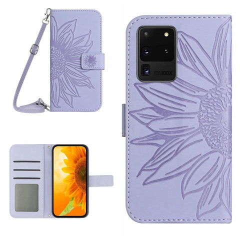 Skin Feel Sun Flower Pattern Flip Leather Phone Case, For Samsung Galaxy S20 Ultra, For Samsung Galaxy S21 5G, For Samsung Galaxy S21 FE 5G, For Samsung Galaxy S21+ 5G