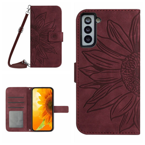 Skin Feel Sun Flower Pattern Flip Leather Phone Case, For Samsung Galaxy S20 Ultra, For Samsung Galaxy S21 5G, For Samsung Galaxy S21 FE 5G, For Samsung Galaxy S21+ 5G