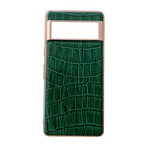 Crocodile Texture Genuine Leather Electroplating Phone Case, For Google Pixel 6 Pro, For Google Pixel 6a