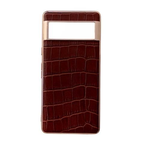 Crocodile Texture Genuine Leather Electroplating Phone Case, For Google Pixel 6 Pro, For Google Pixel 6a