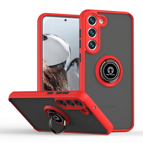 Q Shadow I Ring Kickstand PC and TPU Hybrid Phone Case, For Samsung Galaxy S23 5G, For Samsung Galaxy S23+ 5G