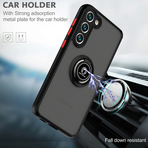 Q Shadow I Ring Kickstand PC and TPU Hybrid Phone Case, For Samsung Galaxy S23 5G, For Samsung Galaxy S23+ 5G