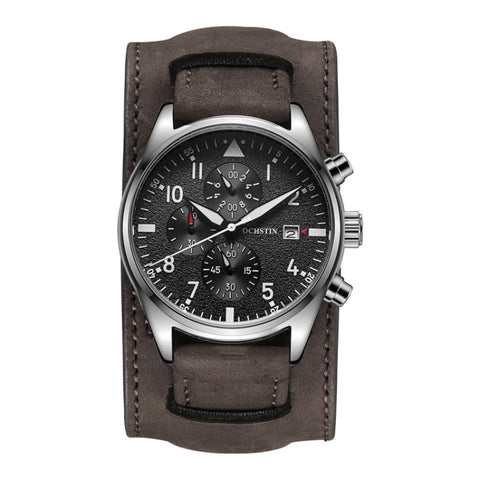 Ochstin 7227 Multifunctional Business Leather Wrist Wrist Waterproof Quartz Watch