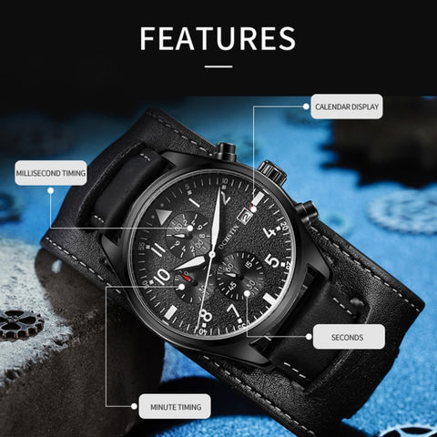 Ochstin 7227 Multifunctional Business Leather Wrist Wrist Waterproof Quartz Watch