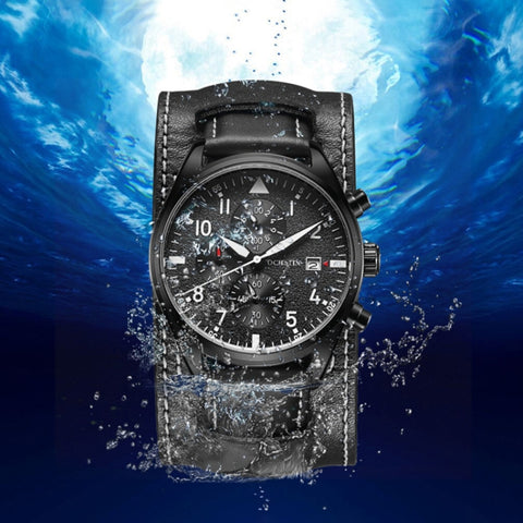 Ochstin 7227 Multifunctional Business Leather Wrist Wrist Waterproof Quartz Watch