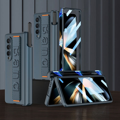 GKK Integrated Magnetic Folding Hinge Phone Case with Wrist Strap & Pen Holder, For Samsung Galaxy Z Fold4