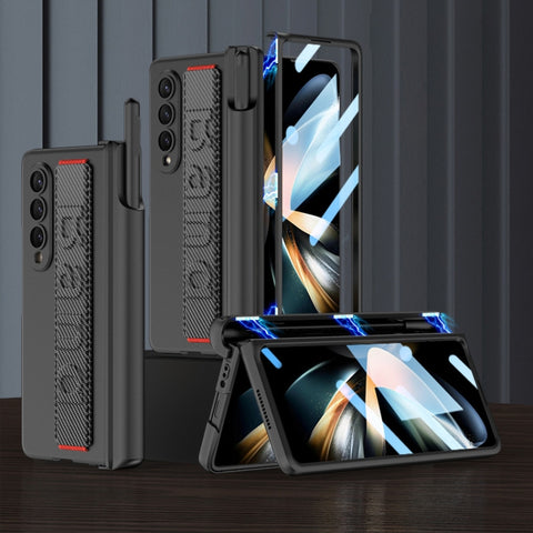 GKK Integrated Magnetic Folding Hinge Phone Case with Wrist Strap & Pen Holder, For Samsung Galaxy Z Fold4