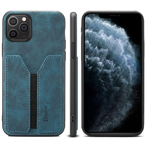 Denior DV Elastic Card PU Back Cover Phone Case, For iPhone 11 Pro, For iPhone 11 Pro Max, For iPhone X / XS, For iPhone XR, For iPhone XS Max, For iPhone SE 2022 / SE 2020 / 7 / 8, For iPhone 7 Plus / 8 Plus