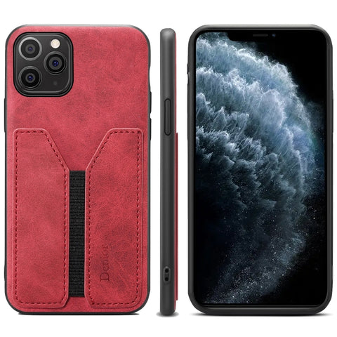 Denior DV Elastic Card PU Back Cover Phone Case, For iPhone 11 Pro, For iPhone 11 Pro Max, For iPhone X / XS, For iPhone XR, For iPhone XS Max, For iPhone SE 2022 / SE 2020 / 7 / 8, For iPhone 7 Plus / 8 Plus