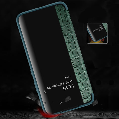 Crocodile Texture Window View Leather Phone Case, For Samsung Galaxy S23 5G, For Samsung Galaxy S23+ 5G, For Samsung Galaxy S23 Ultra 5G