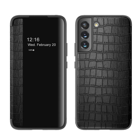 Crocodile Texture Window View Leather Phone Case, For Samsung Galaxy S23 5G, For Samsung Galaxy S23+ 5G, For Samsung Galaxy S23 Ultra 5G