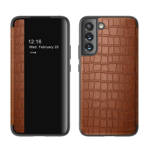 Crocodile Texture Window View Leather Phone Case, For Samsung Galaxy S23 5G, For Samsung Galaxy S23+ 5G, For Samsung Galaxy S23 Ultra 5G