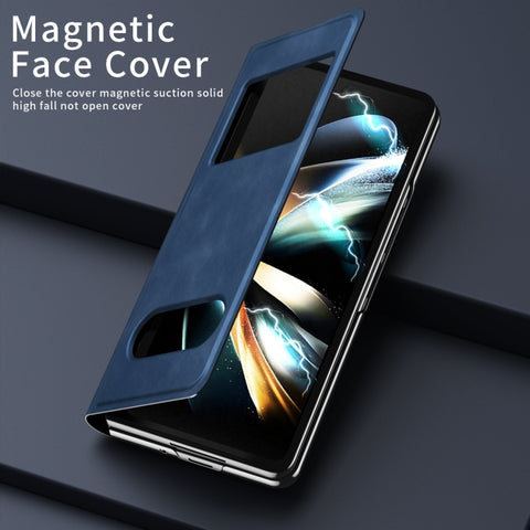 Mature Window View Flip Leather Phone Case, For Samsung Galaxy Z Fold4, For Samsung Galaxy Z Fold3 5G, For Samsung Galaxy Z Fold2 5G