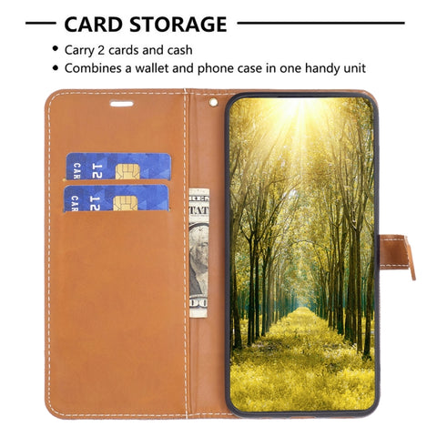 Color Block Denim Texture Leather Phone Case, For Samsung Galaxy A54 5G
