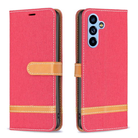 Color Block Denim Texture Leather Phone Case, For Samsung Galaxy A54 5G