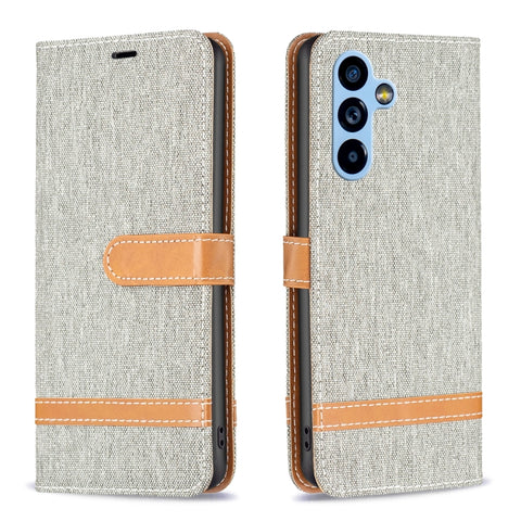 Color Block Denim Texture Leather Phone Case, For Samsung Galaxy A54 5G
