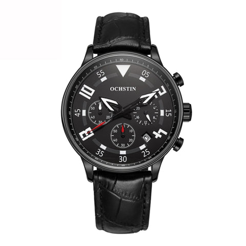 Multifunctional Quartz Men Leather Watch, Ochstin 6050B