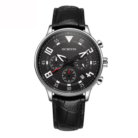 Multifunctional Quartz Men Leather Watch, Ochstin 6050B