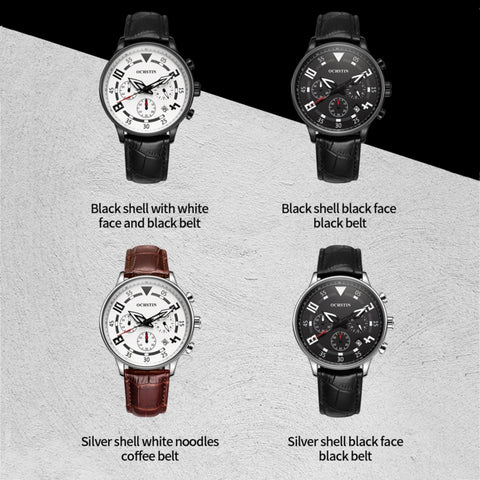 Multifunctional Quartz Men Leather Watch, Ochstin 6050B