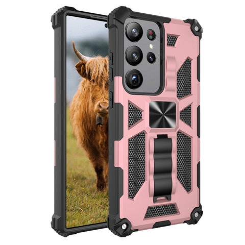 Shockproof TPU + PC Magnetic Phone Case with Holder, For Samsung Galaxy S23 Ultra 5G