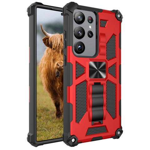 Shockproof TPU + PC Magnetic Phone Case with Holder, For Samsung Galaxy S23 Ultra 5G