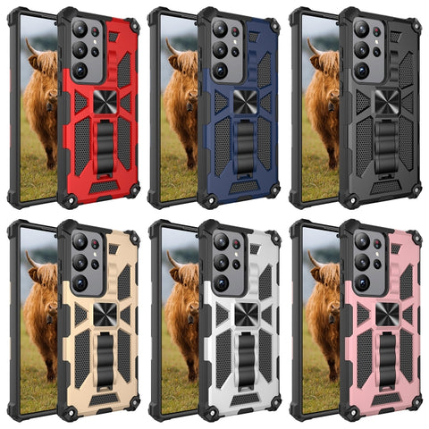 Shockproof TPU + PC Magnetic Phone Case with Holder, For Samsung Galaxy S23 Ultra 5G
