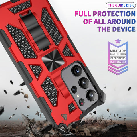 Shockproof TPU + PC Magnetic Phone Case with Holder, For Samsung Galaxy S23 Ultra 5G