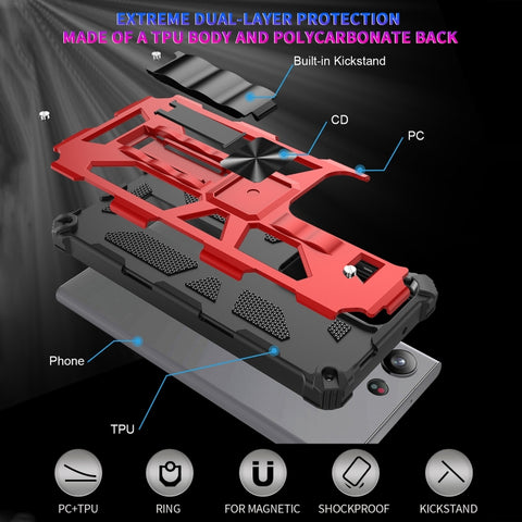 Shockproof TPU + PC Magnetic Phone Case with Holder, For Samsung Galaxy S23 Ultra 5G