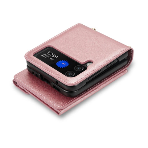 N.BEKUS Side Zipper Folding Phone Leather Case, For Samsung Galaxy Z Flip3 5G, For Samsung Galaxy Z Flip4