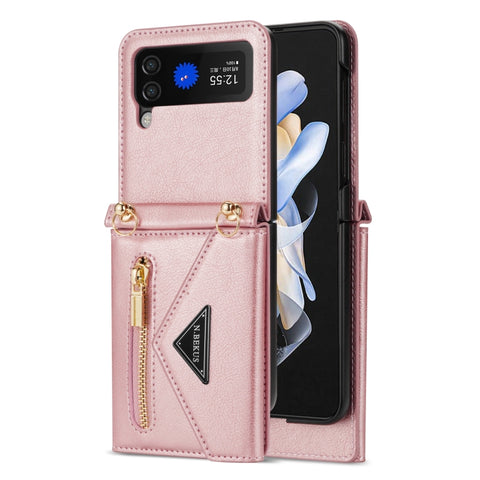 N.BEKUS Side Zipper Folding Phone Leather Case, For Samsung Galaxy Z Flip3 5G, For Samsung Galaxy Z Flip4