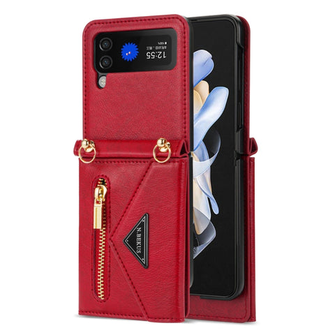 N.BEKUS Side Zipper Folding Phone Leather Case, For Samsung Galaxy Z Flip3 5G, For Samsung Galaxy Z Flip4