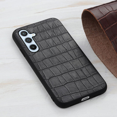 Crocodile Texture Genuine Leather Phone Case, For Samsung Galaxy A54 5G