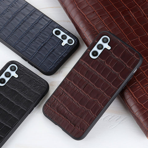Crocodile Texture Genuine Leather Phone Case, For Samsung Galaxy A54 5G