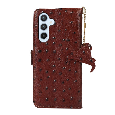 Ostrich Pattern Genuine Leather RFID Phone Case, For Realme 10 4G, For Realme 10 Pro 5G, For Samsung Galaxy A34 5G