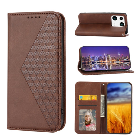 Cubic Grid Calf Texture Magnetic Leather Phone Case, For Samsung Galaxy A54 5G, For Samsung Galaxy A04e, For Xiaomi 13, For Xiaomi 13 Pro, For Xiaomi Poco C40, For Realme 10 4G